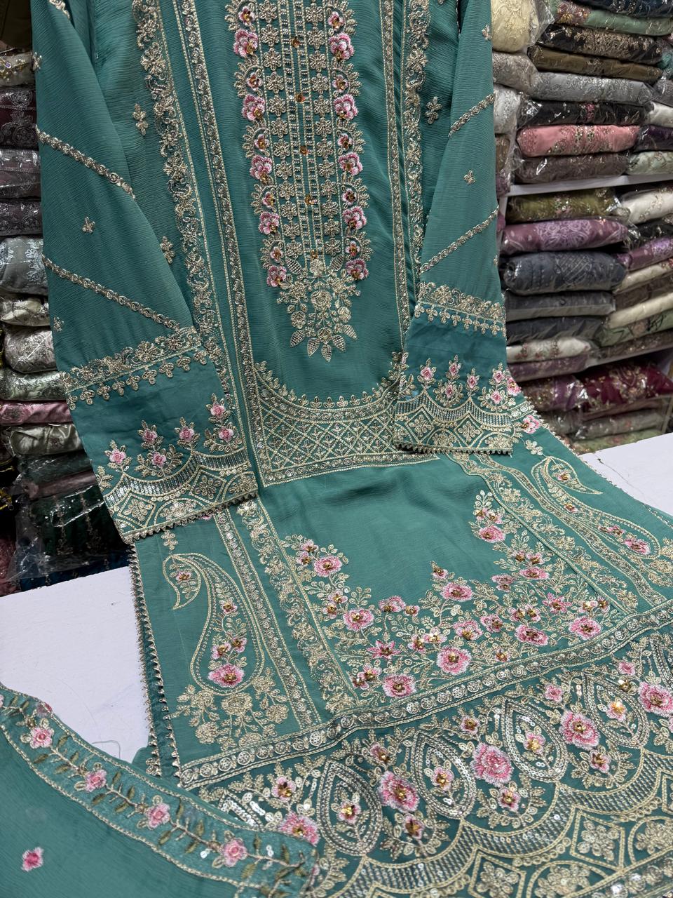 Gharara Suit, Chiffon Gharara Set, Ready to Wear Pakistani Suit