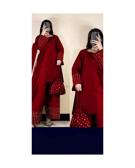 Farshi Shalwar Kameez With Potli 4Pcs