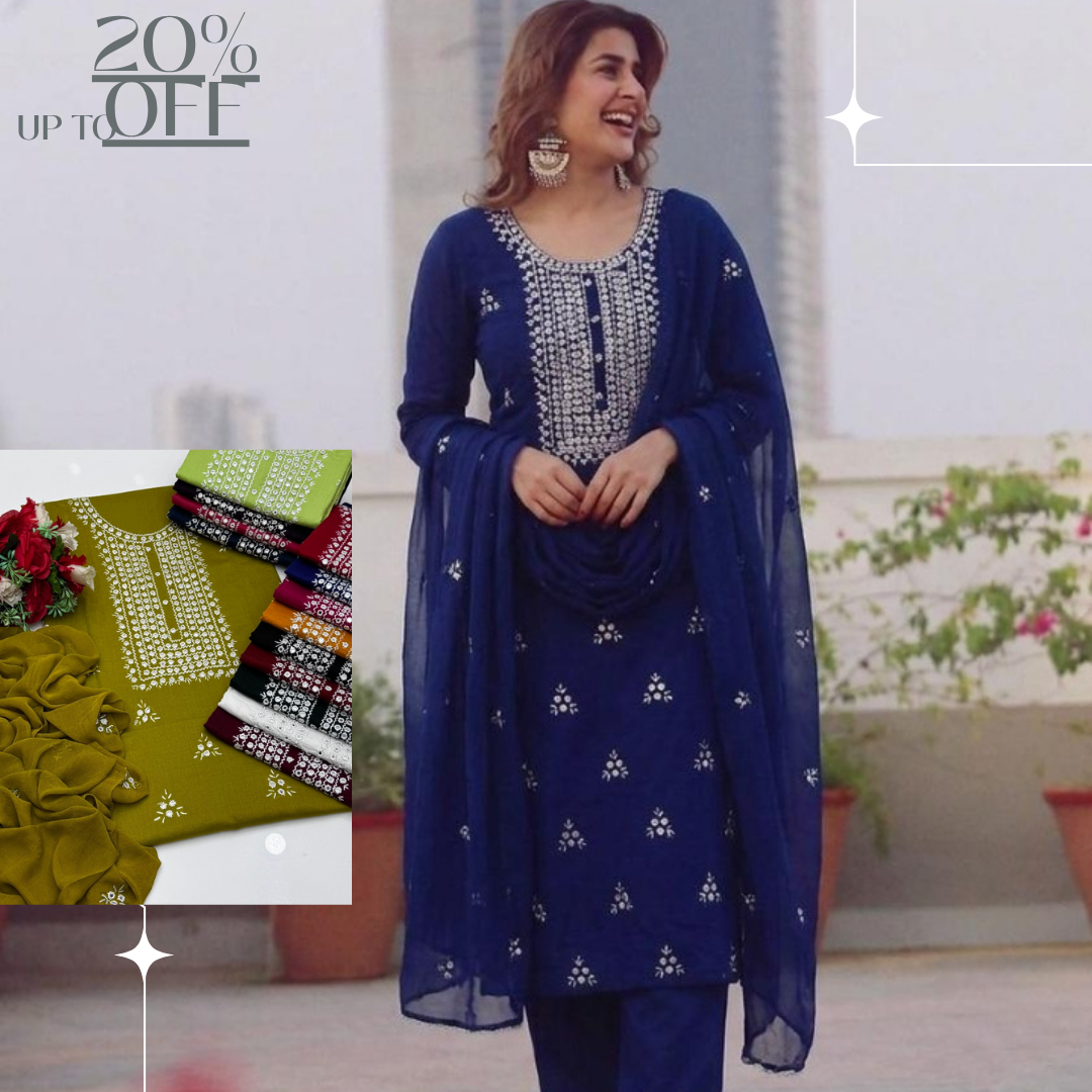 Handcrafted multani embroidry mirror work Lawn Suit