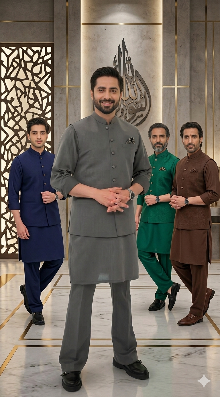 Men’s Ethnic Wear, Designer Shalwar Kameez, Men’s Waistcoat, Traditional Pakistani Men’s Fashion, Groom’s Wear, Festive Men’s Clothing.
