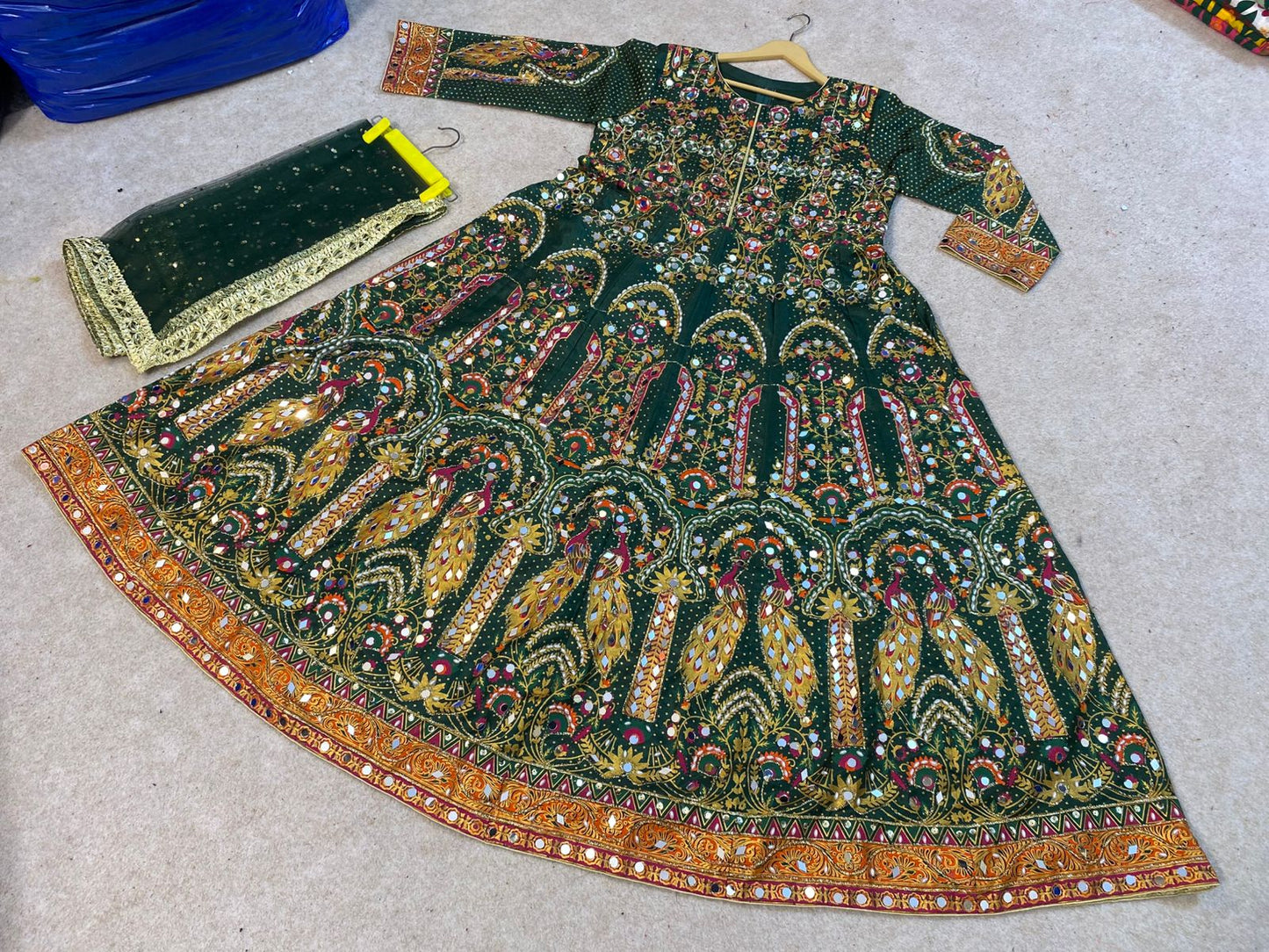 Hand Block Printing maxi with Sequence & Mirror Work