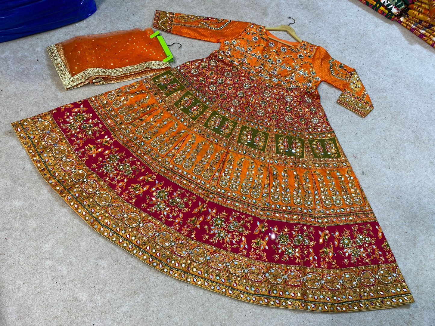 Hand Block Printing maxi with Sequence & Mirror Work