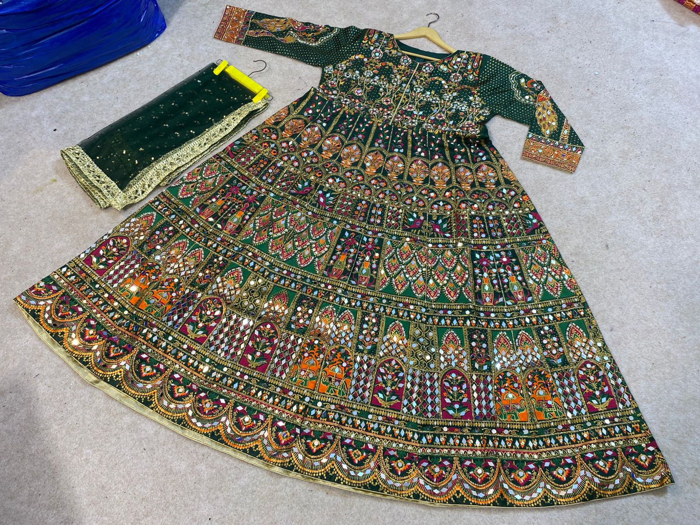 Hand Block Printing maxi with Sequence & Mirror Work