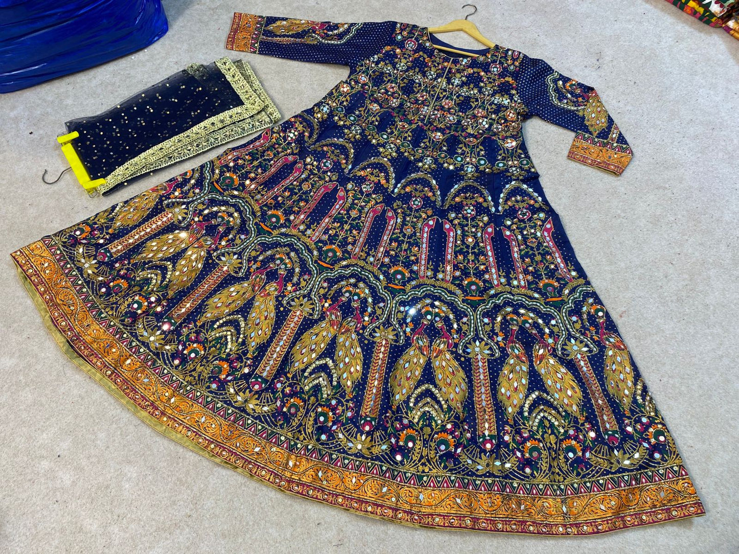 Hand Block Printing maxi with Sequence & Mirror Work