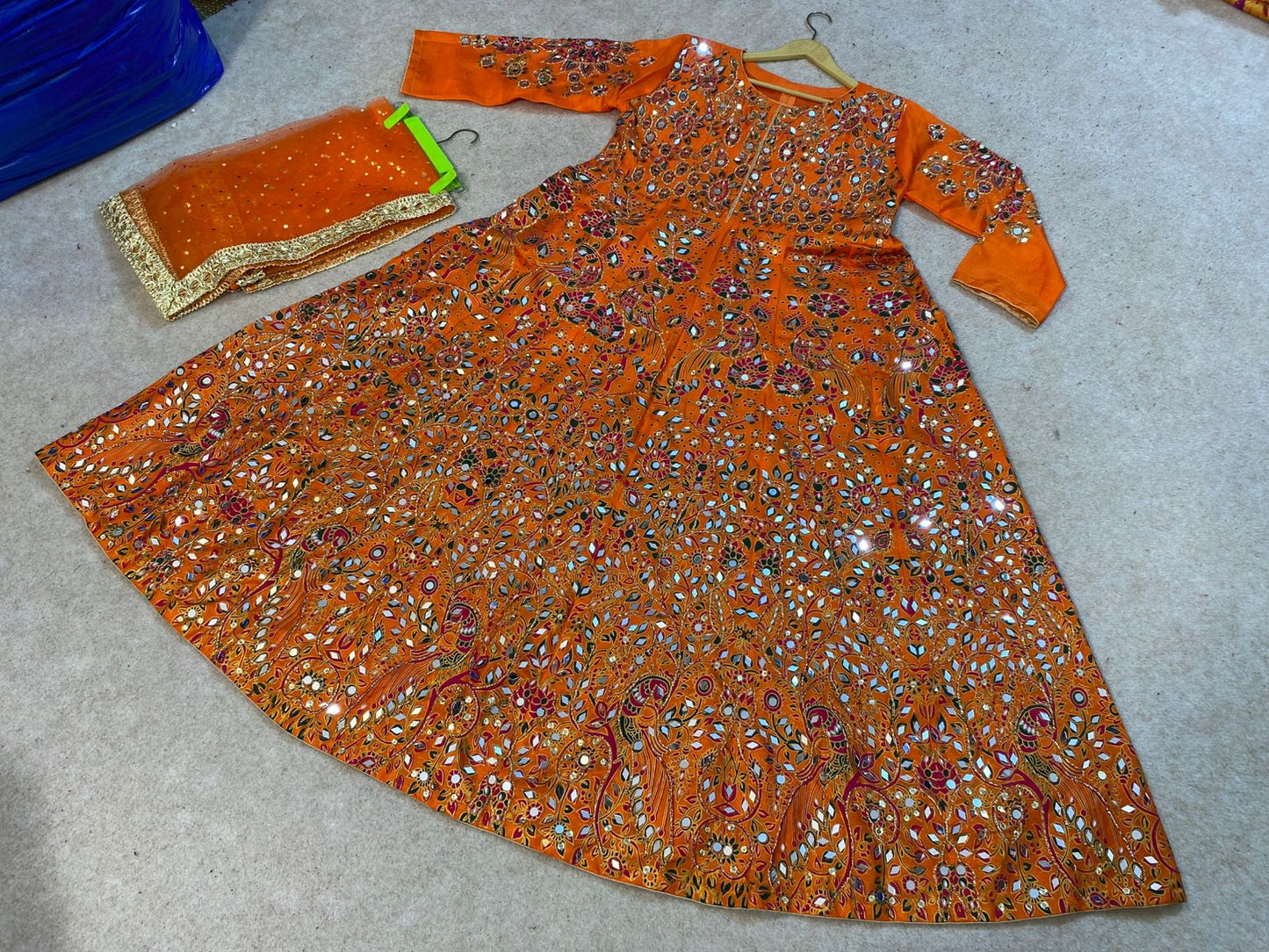 Hand Block Printing maxi with Sequence & Mirror Work