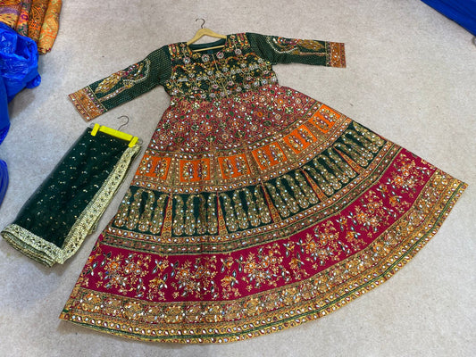 Hand Block Printing maxi with Sequence & Mirror Work