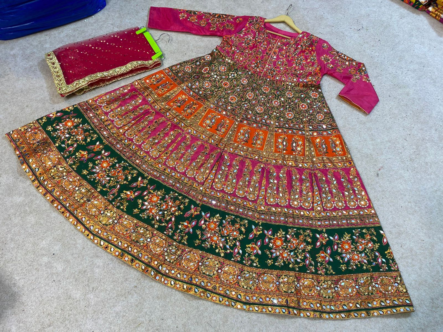 Hand Block Printing maxi with Sequence & Mirror Work