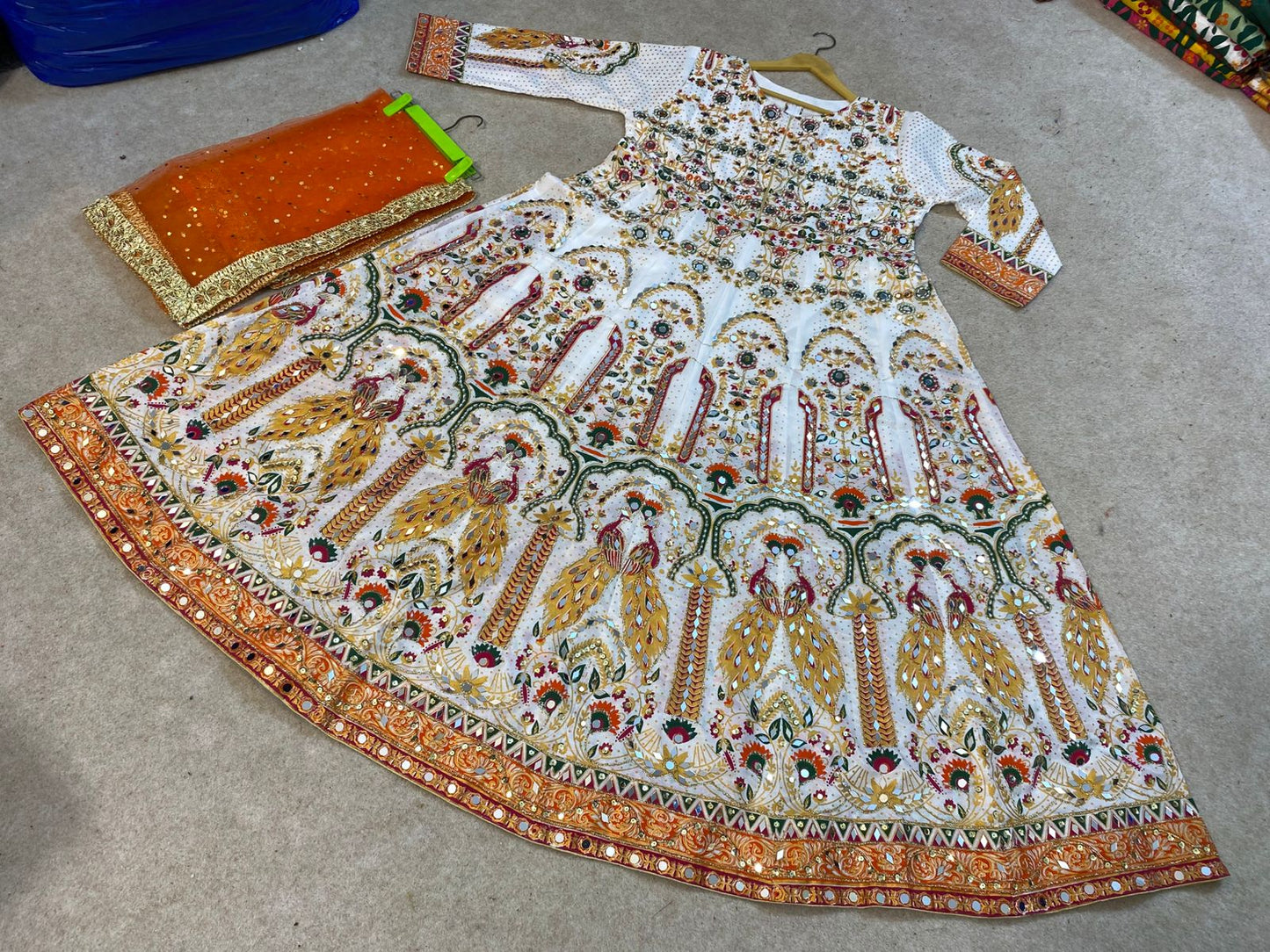 Hand Block Printing maxi with Sequence & Mirror Work