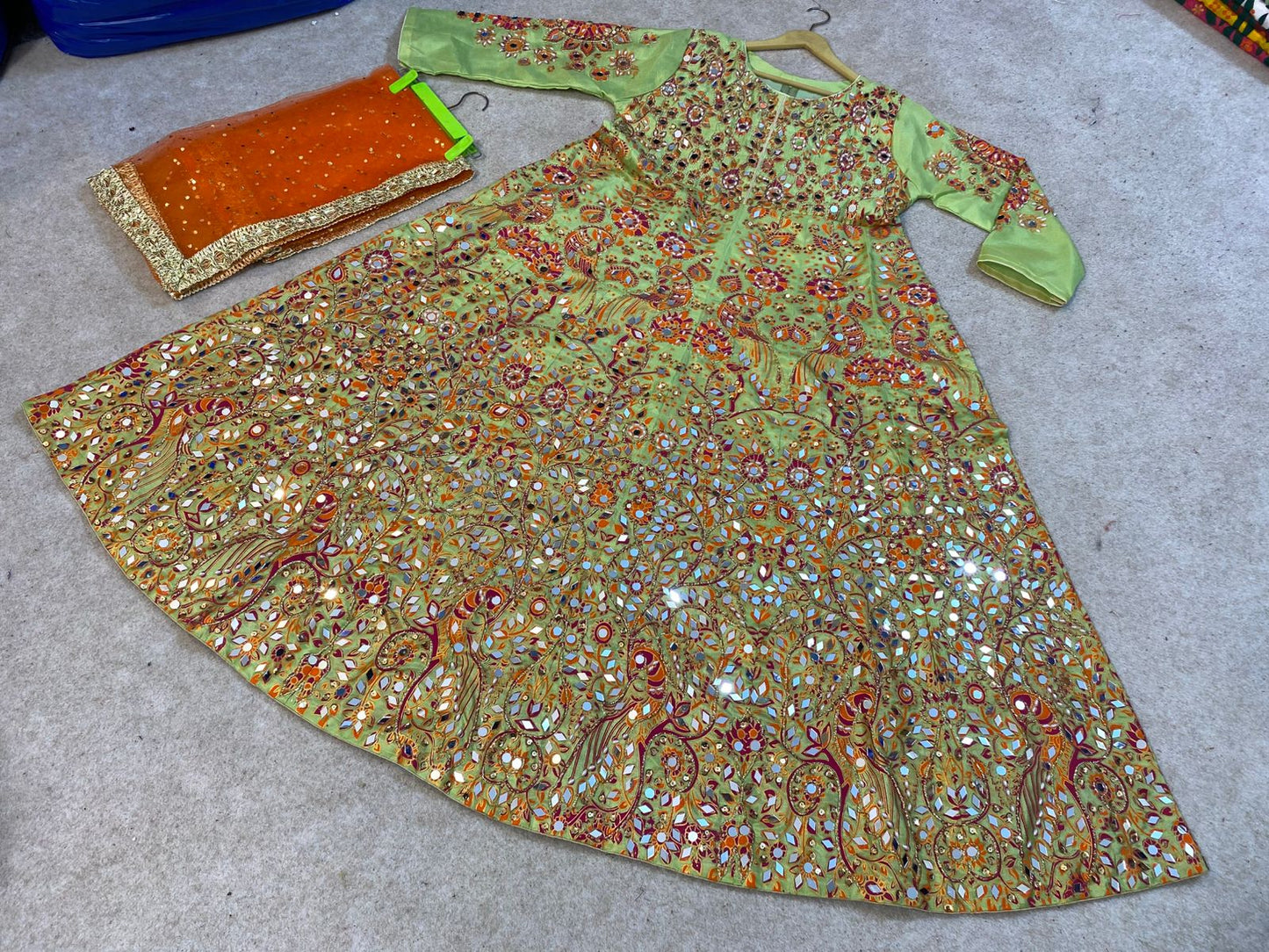 Hand Block Printing maxi with Sequence & Mirror Work