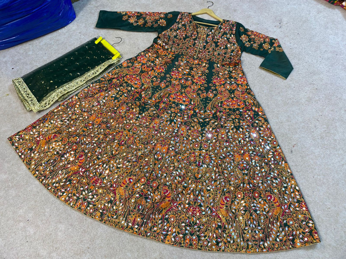 Hand Block Printing maxi with Sequence & Mirror Work