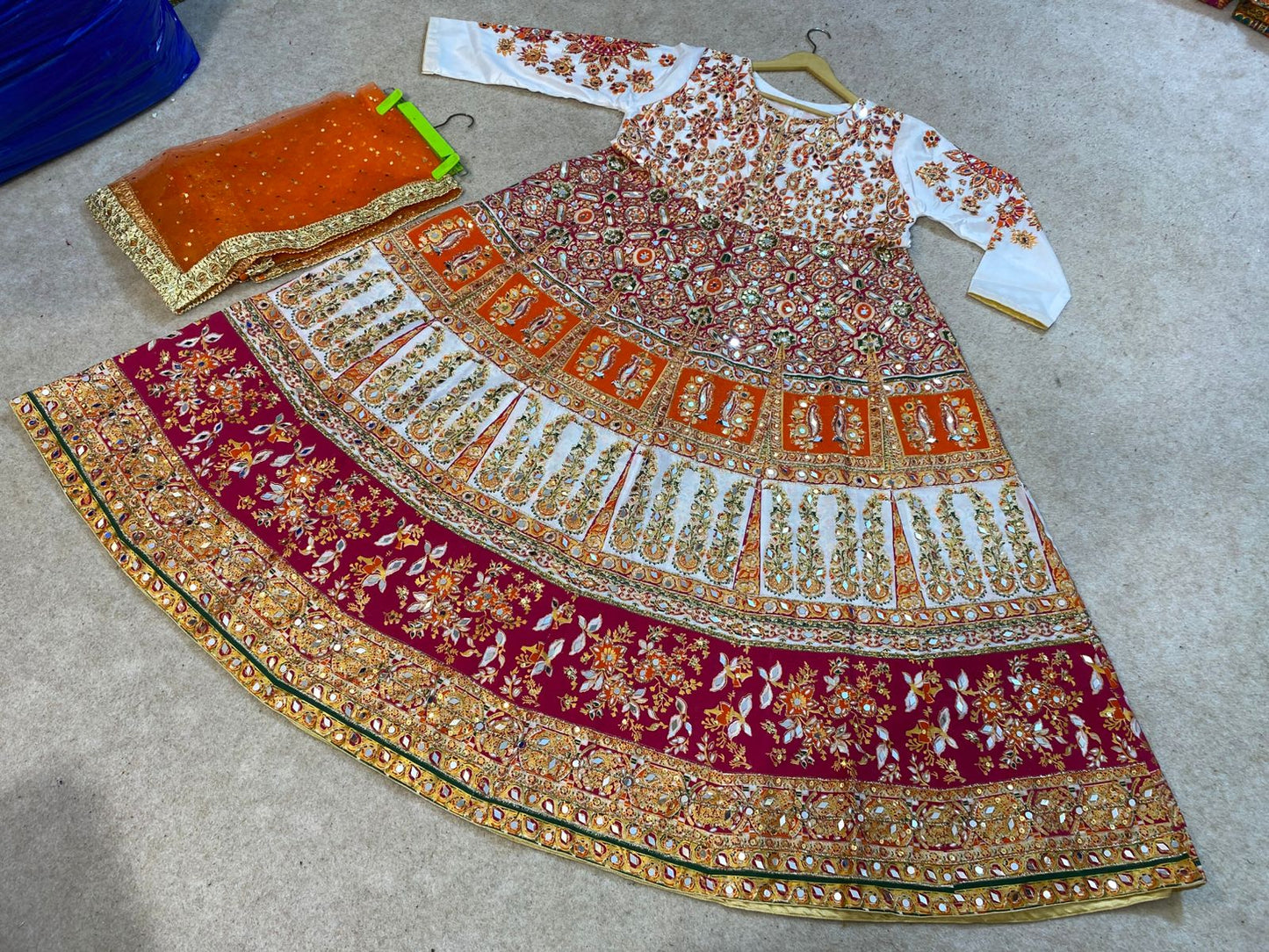 Hand Block Printing maxi with Sequence & Mirror Work