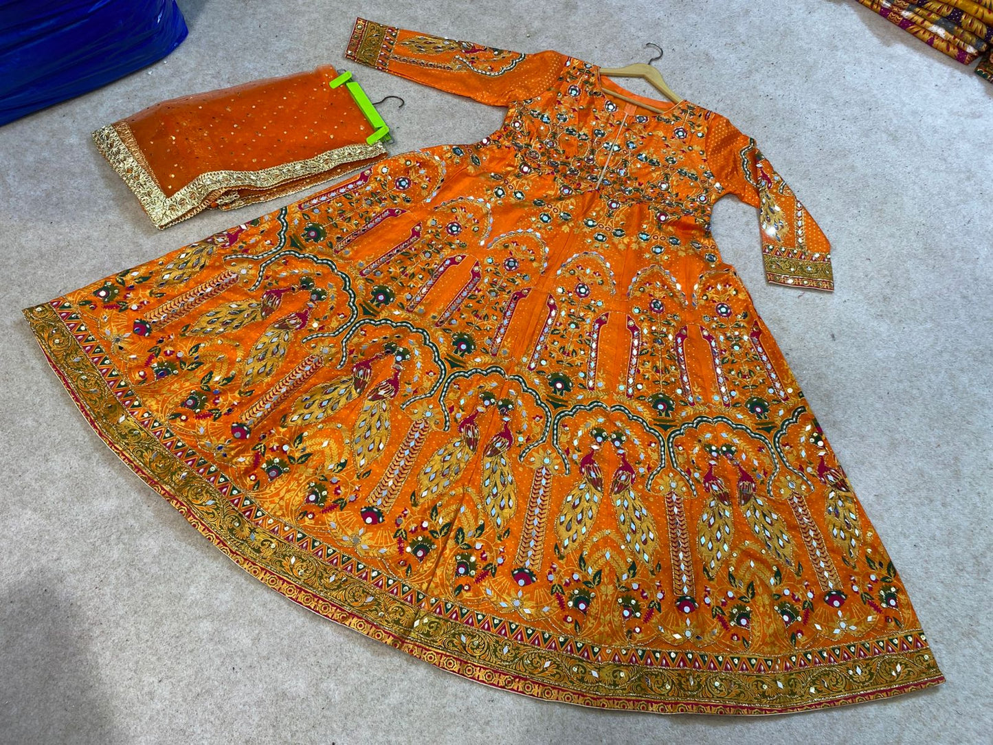 Hand Block Printing maxi with Sequence & Mirror Work