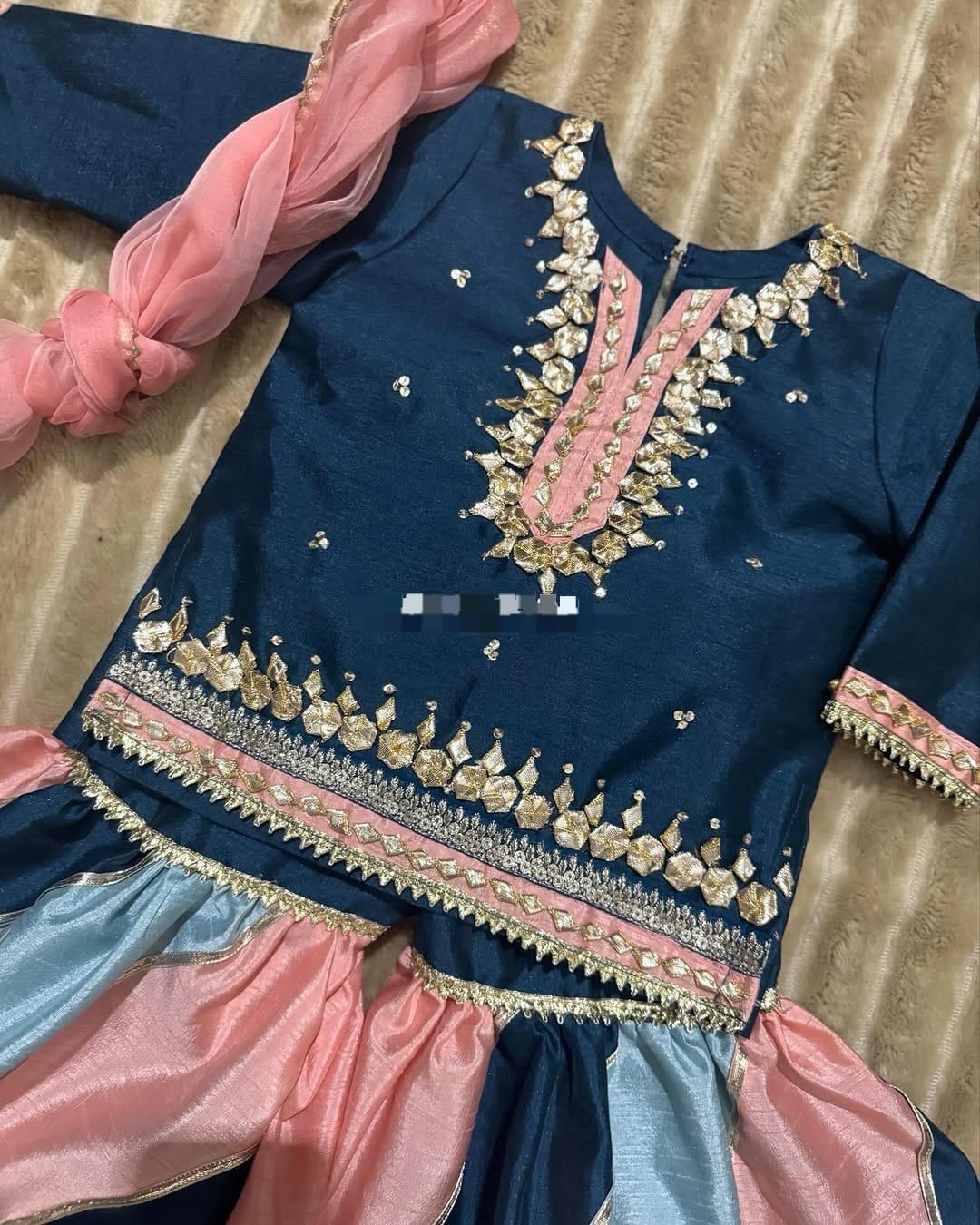 Kids Baby Girl Gharara 3PCS Gotta Shirt Chatta Patti