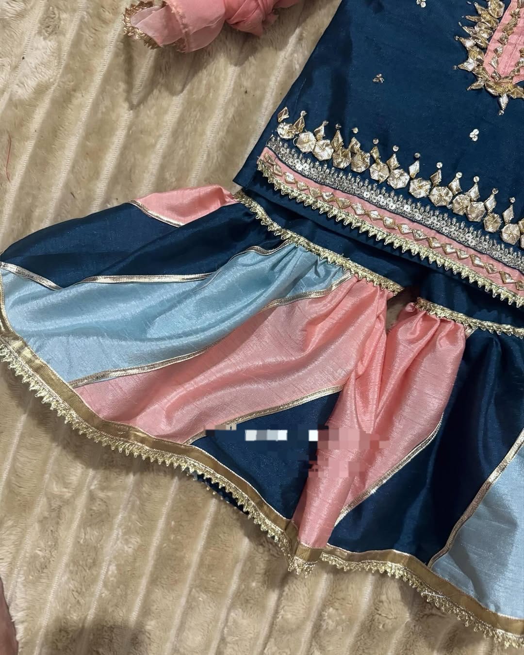 Kids Baby Girl Gharara 3PCS Gotta Shirt Chatta Patti