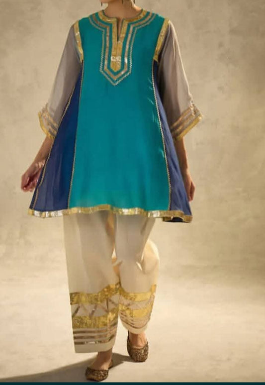 Kareena Kapoor Inspired Teal & Navy Gota Work Festive Suit | Zartajk