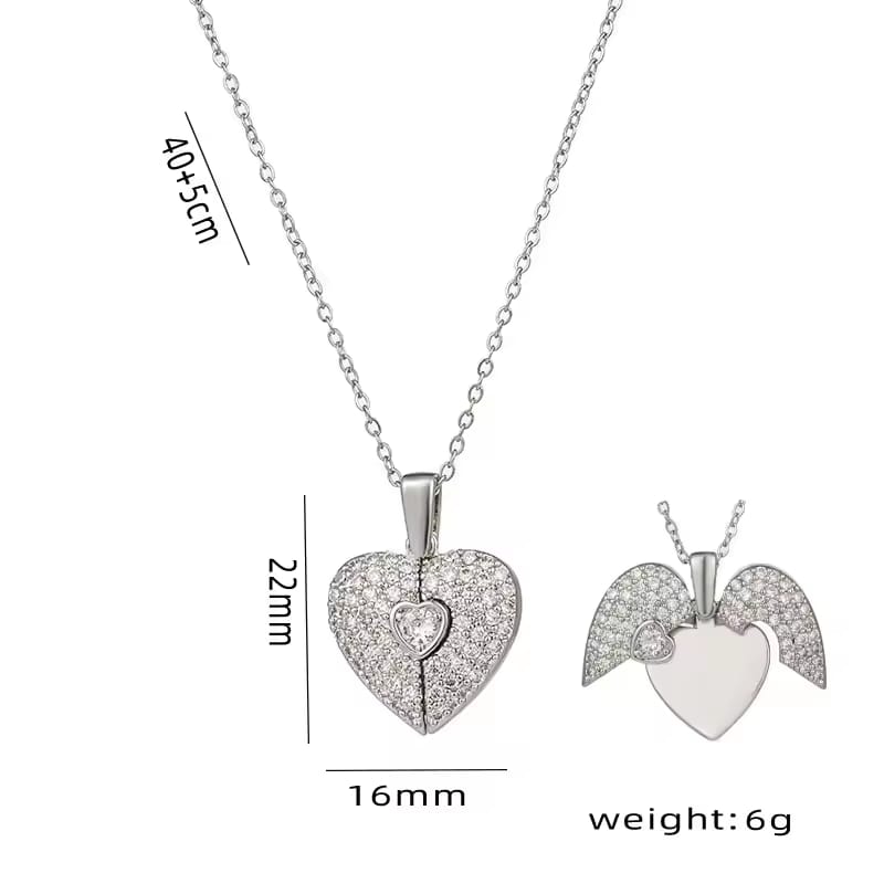 heart pandent : heart locket necklace, gold pendant for women, personalised jewellery, crystal heart pendant, romantic gift
