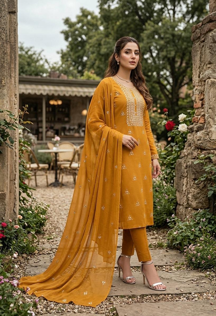 Handcrafted multani embroidry mirror work Lawn Suit