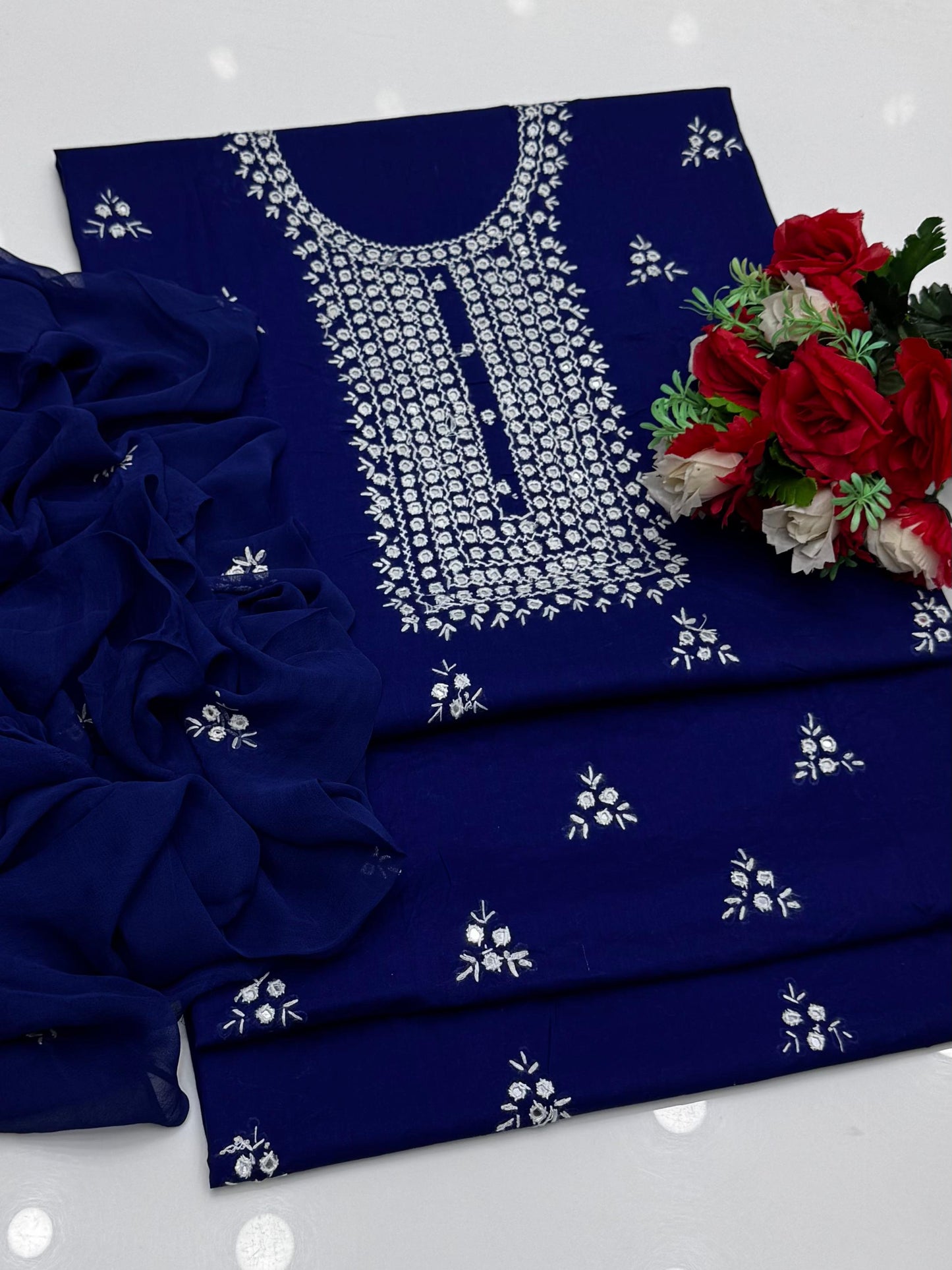 Handcrafted multani embroidry mirror work Lawn Suit
