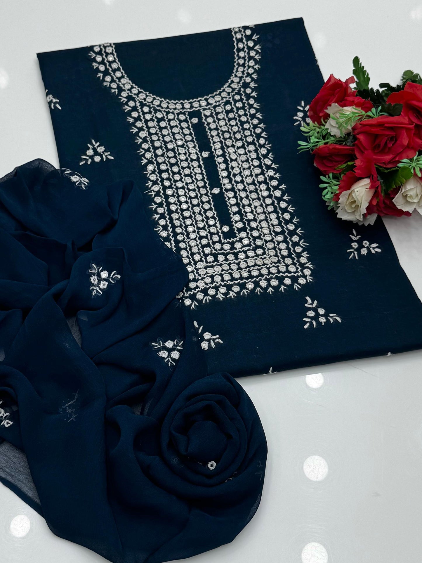 Handcrafted multani embroidry mirror work Lawn Suit