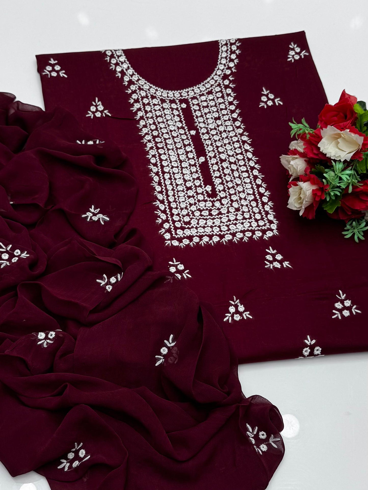 Handcrafted multani embroidry mirror work Lawn Suit