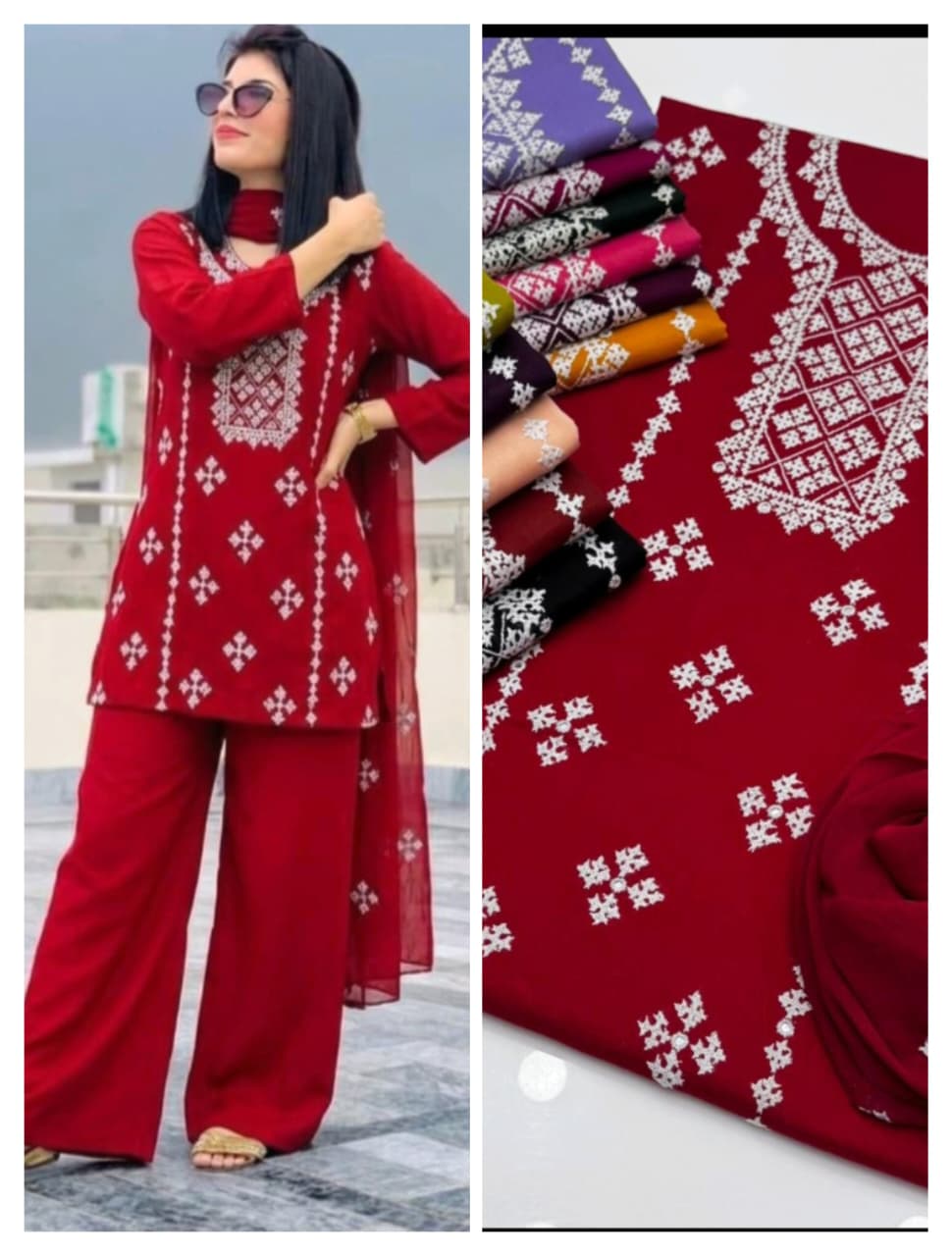 Sindhi hand embroidery lawn dress 3 pcs
