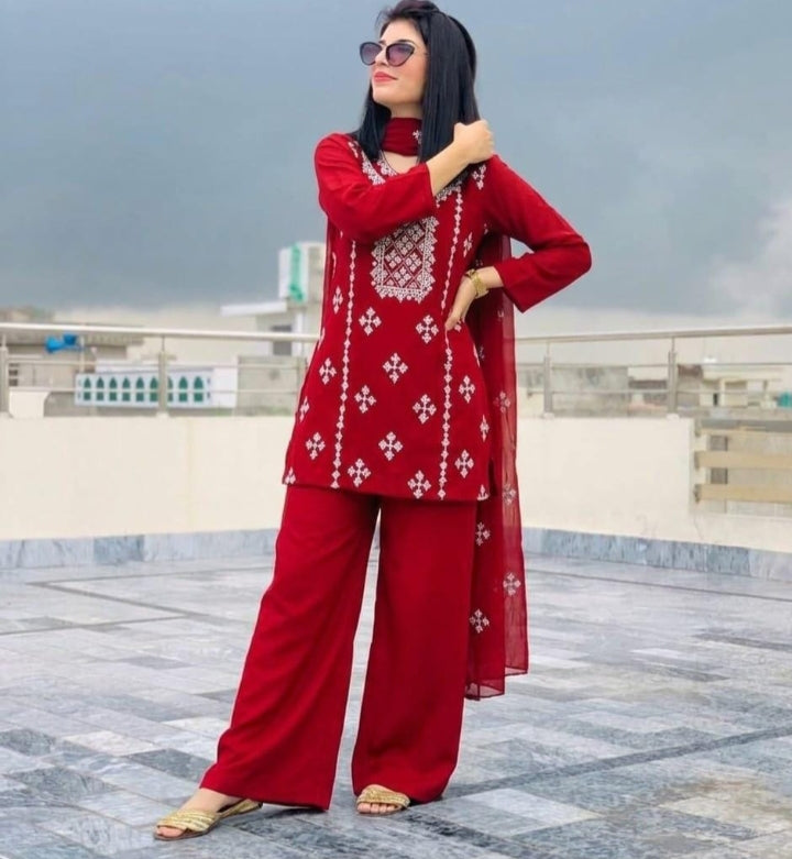 Sindhi hand embroidery lawn dress 3 pcs