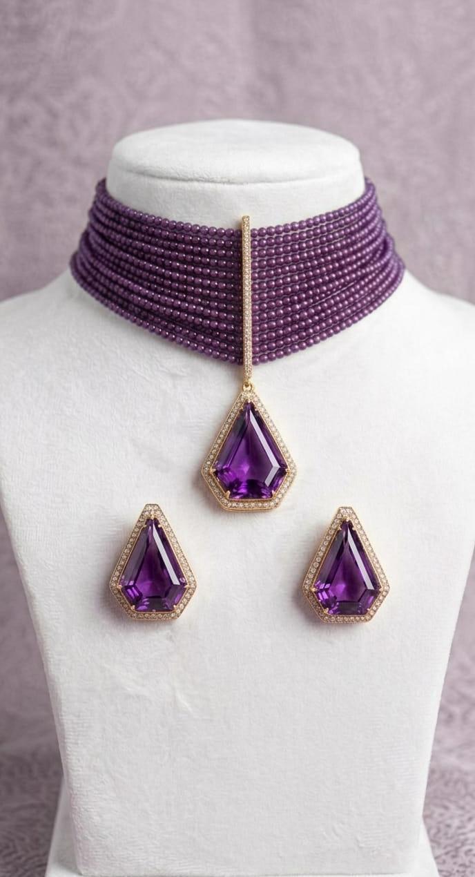 Custom Gemstone Jewelry,Mahi chokr  Set