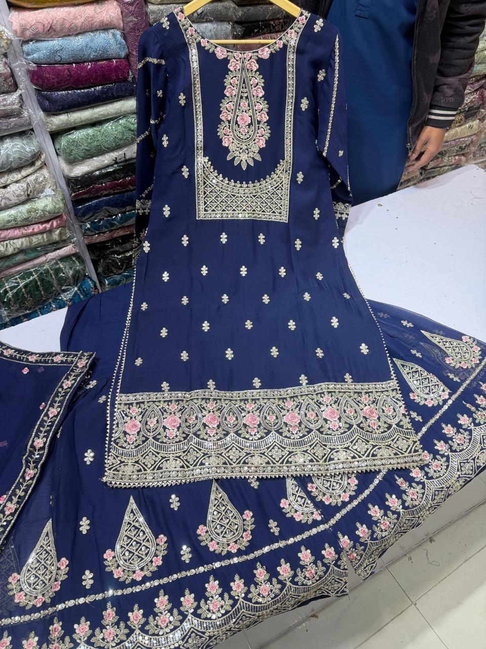 Gharara Suit, Chiffon Gharara Set, Ready to Wear Pakistani Suit