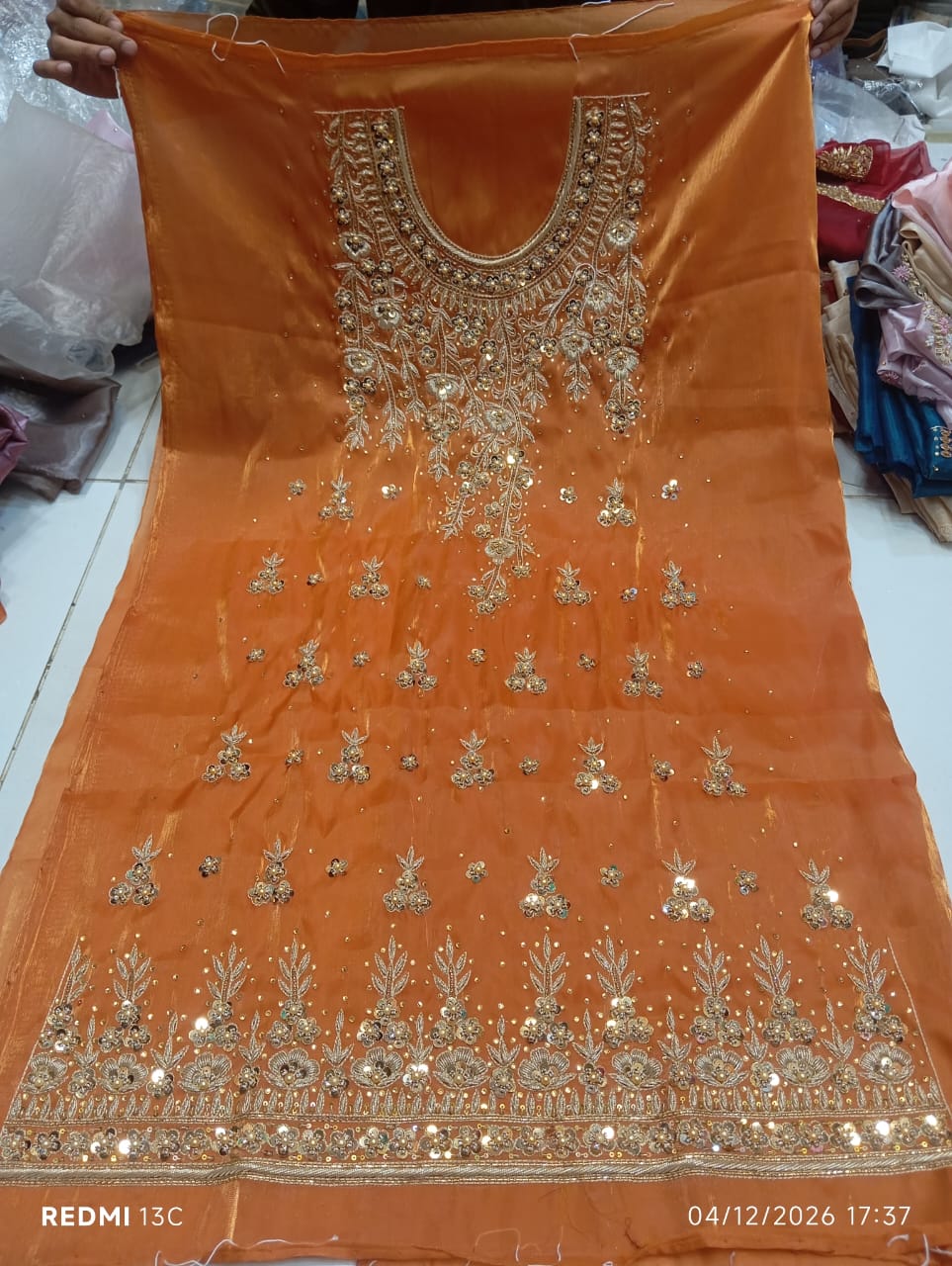 Pure Silk, Kora Dabka Work, Hand-embroidery, 3-Piece Suit