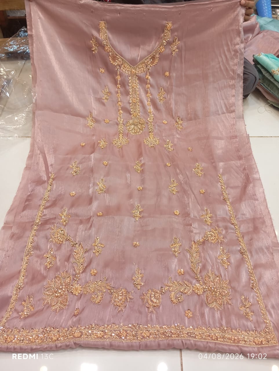 Pure Silk, Kora Dabka Work, Hand-embroidery, 3-Piece Suit